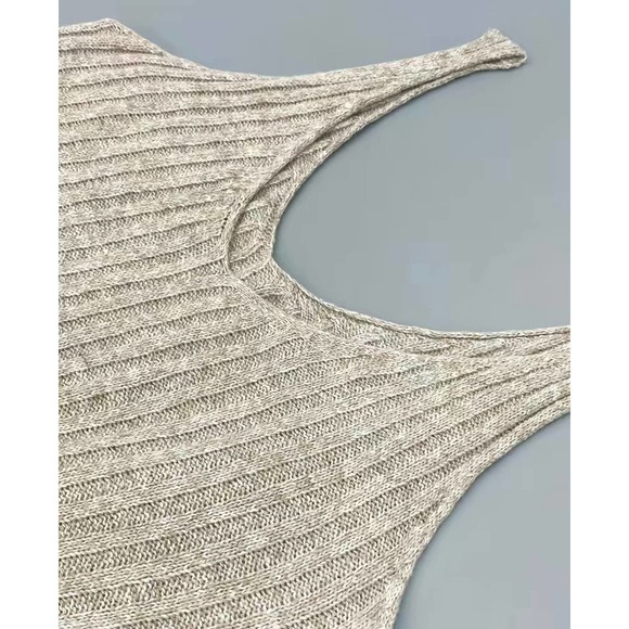 Khaki Ribbed Knit Bodycon Mini Dress Medium - Picture 4 of 5